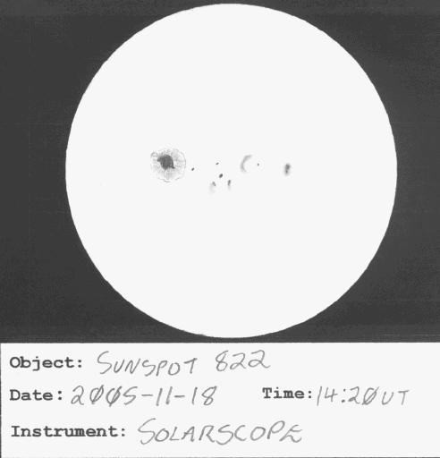 Sketch of Sunspot 822