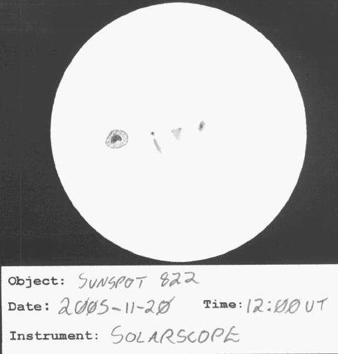 Sketch of sunspot 822